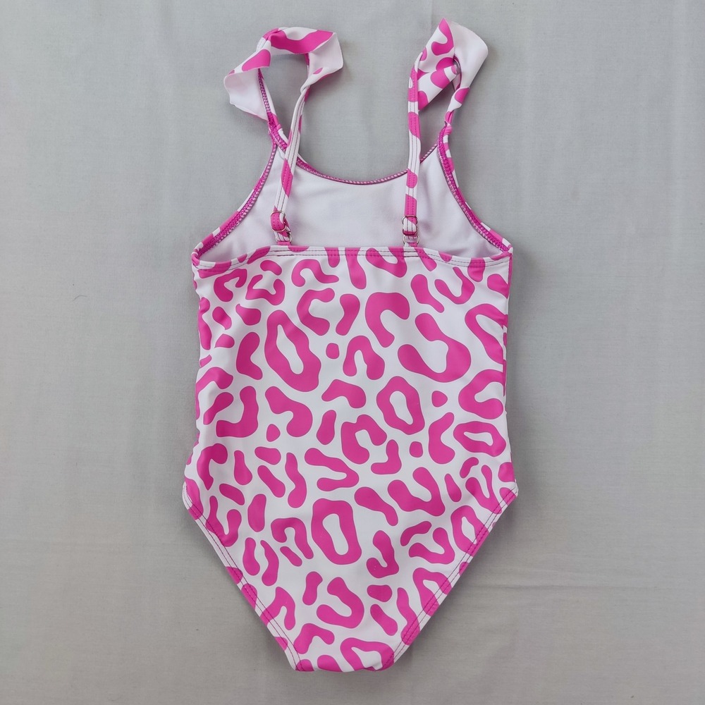 SHEIN Swimsuit Girls 5Y Pink Leopard One Piece Ruffle Strap sk24070557133 Animal